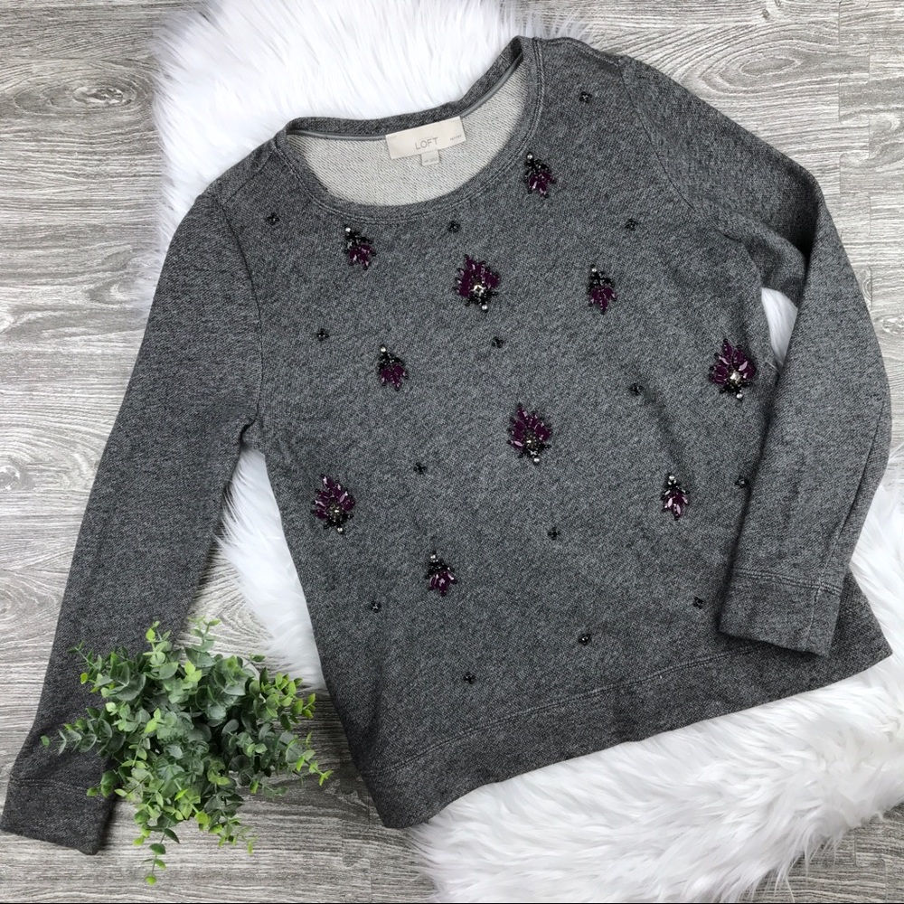 EUC Ann Taylor LOFT Embellished Sweatshirt - Picture 2 of 8